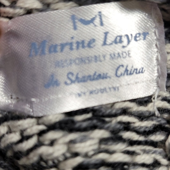 Marine Layer Knit Black Gray Cream Infinity Scarf - Picture 4 of 8